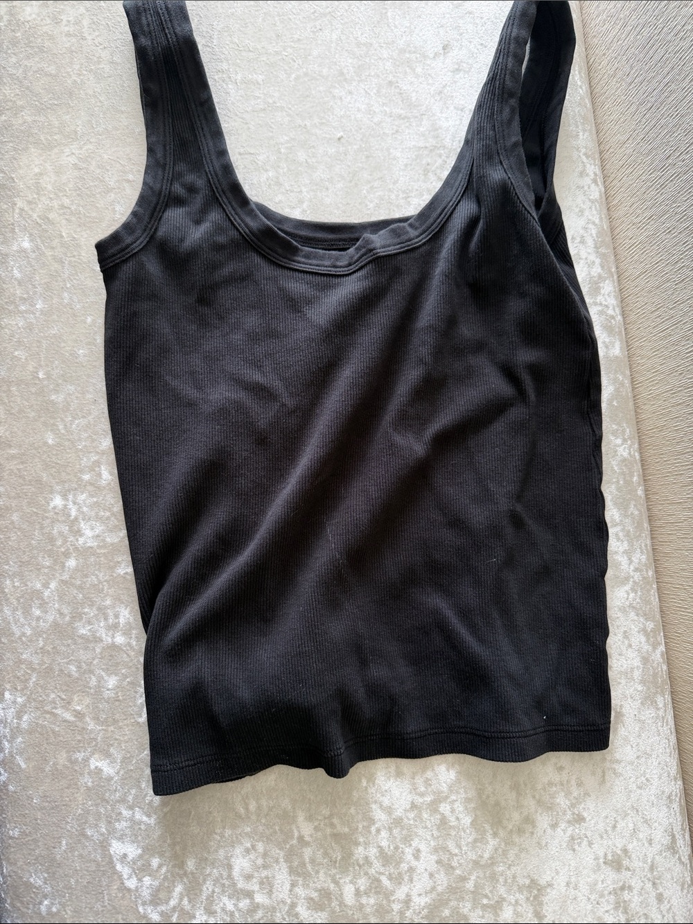 Women’s Black Ribbed Tank Top - Sleeveless Scoop Neck